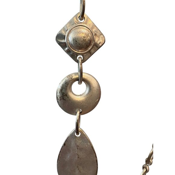 Chicos Long Silver-Tone Geometric Link Necklace With Unique Shapes 44” - Picture 2 of 6